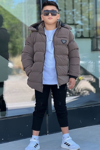Pina Kids Erkek Çocuk Çıkarılabilir Kapüşonlu Su Geçirmez Nova Kışlık Mont Km4012 Kahverengi