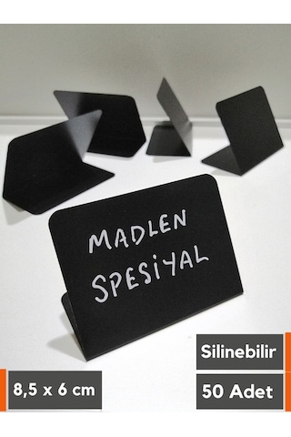 50 Adet Kolay Silinebilir Karatahta Ayaklı Pvc Siyah Etiket