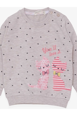 Breeze Kız Bebek Sweatshirt Mutlu Kedicikler 4 Ay-1.5 Yaş, Bej Me ((550294310)
