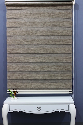 Ahşap Desenli Bambu Zebra Perde