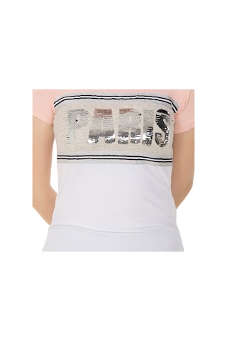 Toontoy Kids Toontoy Kız Çocuk T-shirt Paris Pul Nakış Beyaz