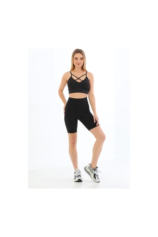 Özel Üretim Toparlayıcı Sıkılaştırıcı Vücut Şekillendirici Lazer Kesim Rahat Biker Kesim Kısa Tayt SiYAH