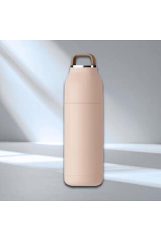 Paslanmaz Çelik Bardak Kapaklı, Tutacaklı, Mat Gövdeli Termos 400 Ml Pembe