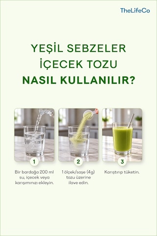 Thelifeco Green Blend Yeşil Sebzeler İçecek Tozu 120 G