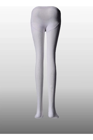 Kız Çocuk Karina Örgü Pamuklu Mevsimlik Beyaz Renkli Külotlu Çorap Beyaz