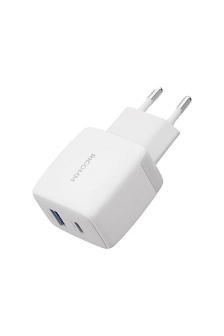 Ricomm 25W GaN USB-C + USB-A PPS PD Hızlı Şarj Cihazı + 2 Metre Type-C 60W Şarj Kablosu