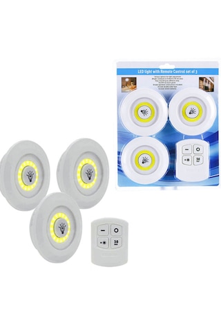 3lü Uzaktan Kumandalı Yapışkanlı Kablosuz Led Spot Lambalar 50001 .