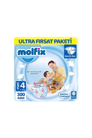 Molfix Bebek Bezi 4 Beden Ultra Fırsat Paketi 100x3 300 Adet 3'lü