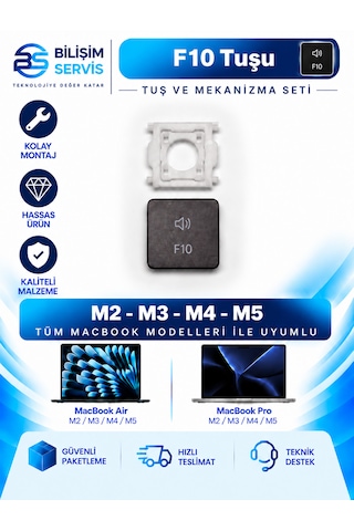Apple Uyumlu Macbook Air & Pro M2 - M3 - M4 - M5 Yedek Klavye Tuşu Ve Mekanizması / F10 Tuşu Apple Uyumlu Macbook Air & Pro M2 - M3 - M4 - M5 Yedek Klavye Tuşu Ve Mekanizması / F10 Tuşu