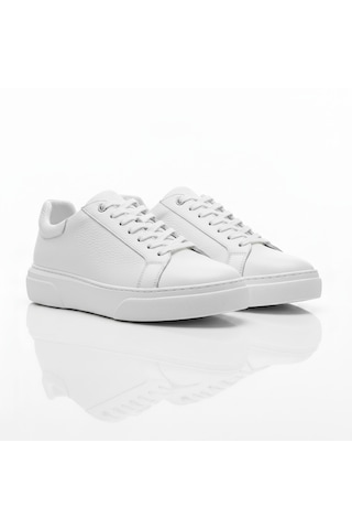 Beto Hakiki Deri Bağcıklı Erkek Günlük Sneaker Spor Ayakkabı 55400 Beyaz