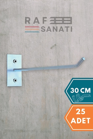 Duvar Kancası 30 Cm Duvar Ve Suntaya Monte Askı Vidalı Kanca Raf Kancası Raf Askısı Aksesuar Tel 25 Adet