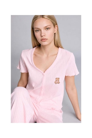 Defacto Regular Fıt Kısa Kollu Ayıcıklı 2li Pembe Pijama Takımı H3709ax26aupn436 Pembe-pn436