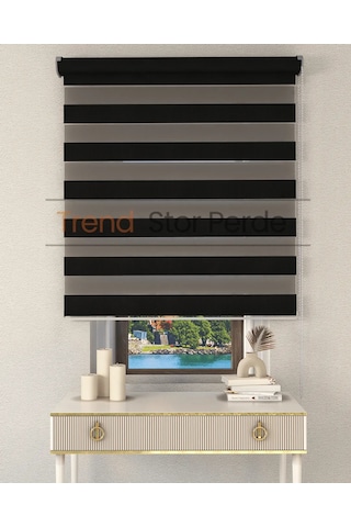 Antrasit Etek Dilimsiz Zebra Stor Güneşlik Perde Antrasit