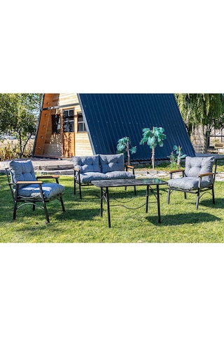 Btkconsept Tarz Model 2+1+1 Masa Bahçe Balkon Takımı Gri