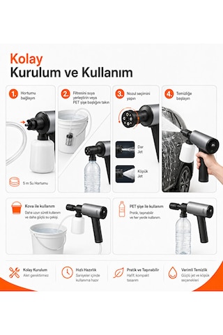 Katlanabilir Kablosuz Basınçlı Araç Yıkama Makinesi 1 Adet