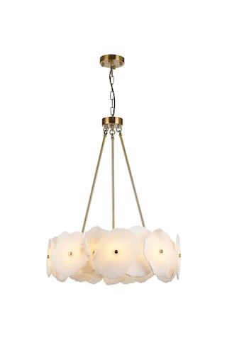 Harlow 60'lık Gold Mermer Taşlı Traverten Model Ledli Avize Gold