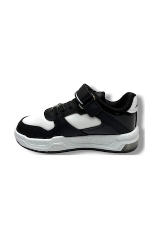 Ndrops 012-26 Deri Cırt Bantlı Çocuk Sneaker Siyah Beyaz 26-30 Siyah