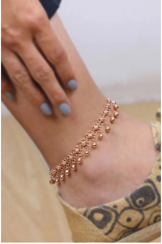 Kişniş Sık Toplu 925 Ayar Rose Kaplama Telkari Gümüş Halhal Rose Gold