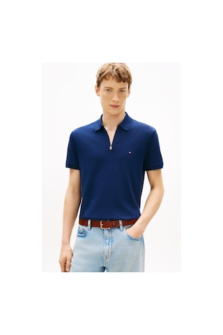 Tommy Hilfiger Erkek Kilitli Fermuarlı Regular Lacivert Polo Yaka T-shirt-13545 Lacivert
