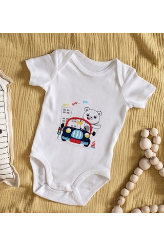 Bitmeyenkartus Bk Kids Sevimli Sürücü Tasarımlı Bebek Body Zıbın - Model 1 Çok Renkli