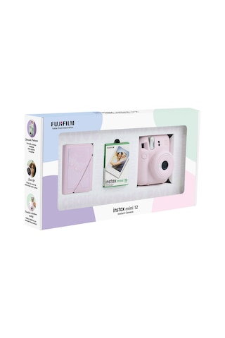 Fujifilm Instax Mini 12 Fotoğraf Makinesi + 10'lu Film + 28'li Mini Albüm Bundle Box Pembe