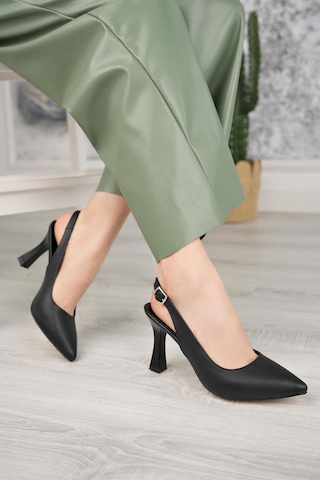 Nesilshoes Nesil Shoes Tam 175 Siyah Topuklu Kadın Sandalet