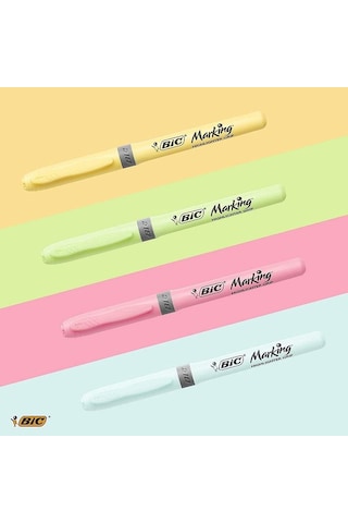Bic Fosforlu Kalem Brite Liner Grip Pastel 4'lü Çok Renkli