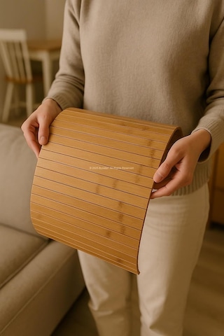Lexroo Bambu Katlanabilir Yan Sehpa 40x29 Cm, Koltuk Ve Kanepe Kenarı Portatif Tepsi Çok Renkli
