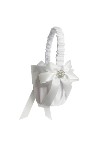 Xiyyadms Beyaz Saten Çiçek Sepeti - Evlilik Çiçekçisi İçin Saçma Sepeti Pmhl-053 22x13.5cm