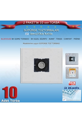 Bh 024m2 Tornado - Avant - Forza - Confort Friend Modellerine Uyumlu 10 Adet Toz Torbası 200120