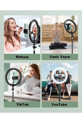 Ecuy Bluetooth Kumandalı 10 Inç Ring Light Youtuber Selfie Tiktok
