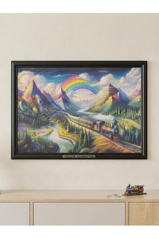 260 Parça Renkli Tren Ve Dağ Manzaralı 48 X 34 Cm Boyutunda Puzzle Keyifli Hobi Deneyimi