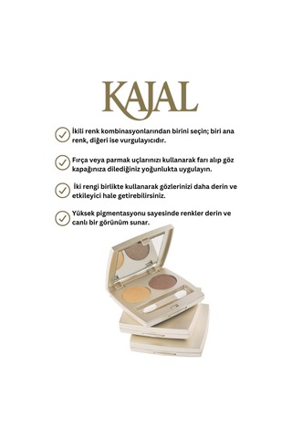 Kajal İkili Göz Farı Shimmer Duo Eyeshadow 222 Açık Bej Orman Yeşili