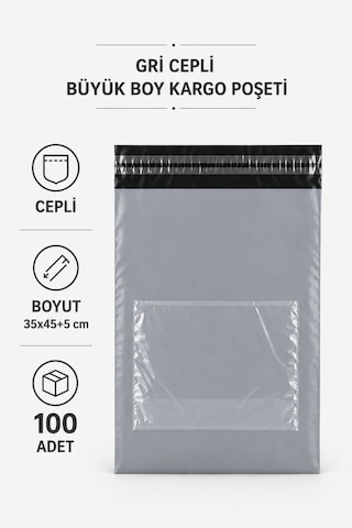 Northcity Gri Cepli Büyük Boy Kargo Poşeti 35x45+5 Cm 100 Adet