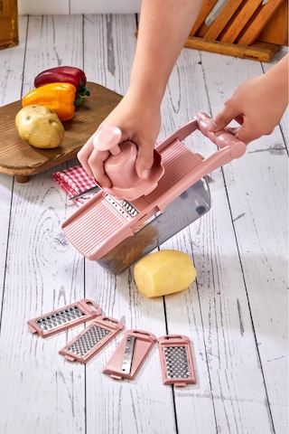 Cooker 5 Bıçaklı Hazneli Lüx Paslanmaz Çelik Rende Ckr3379-pembe Pembe