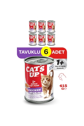 Cats Up Yaş Yetişkin Kedi Maması Tavuklu 415gr 6lı
