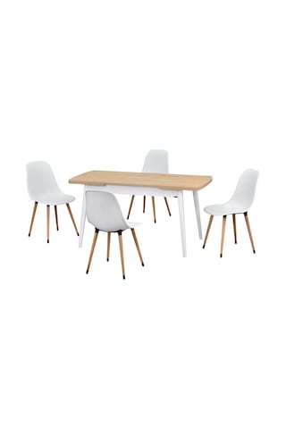 Vilinze Eames Sandalye Avanos Ahşap Mdf Açılır Mutfak Masası Takımı - 70x120+30 Cm Beyaz