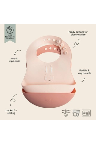 Trixie Mrs. Rabbit Silikon Mama Kız Bebek Önlüğü 96-644 Pembe