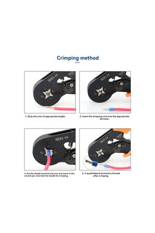 Vkemall Hsc8 6-4a Dört Köşe Boru Terminale Soğuk Pres Crimp Aleti, Su Gölü Yeşili Kaymaz Tutamaklı, 0.25-10m /23-7awg El Aracı