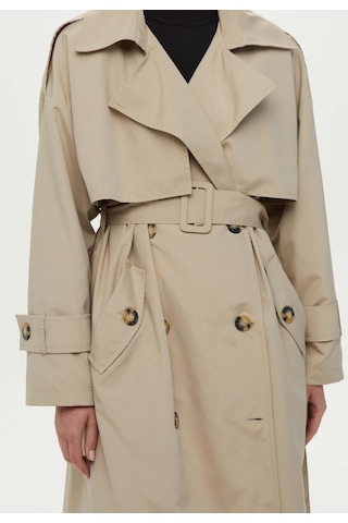 Manuka Düğmeli Kruvaze Trençkot Bej