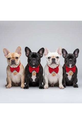 Ginger Home Küçük Irk Köpek Papyon Tasması Kırmızı Fiyonk Boyun Aksesuarı Noel Temalı Köpek Süsü
