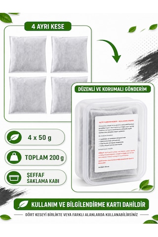 4 Lü Aktif Karbon Koku Giderici Kese Ayakkabı Dolap Çekmece Gibi Alanlar İçin 50g Kese X 4 Adet