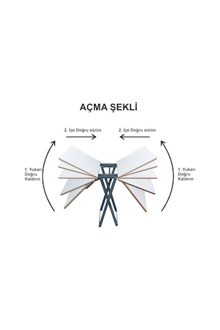 Asudehome Katlanır Balkon Bahçe Kamp Masası Beyaz - Siyah