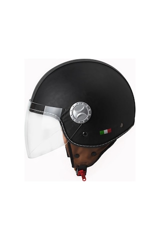 Sway 701 Yarım Yazlık Kask Deri Kaplı Mat Siyah