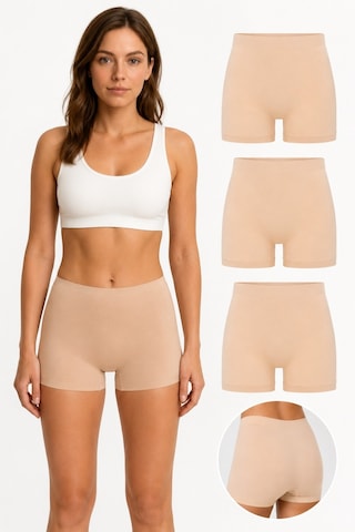 Westicgiyim Westiçgiyim Kadın Bambu Boxer - Premium Doğal Lifli Yumuşak Doku - 3'lü Paket Bej