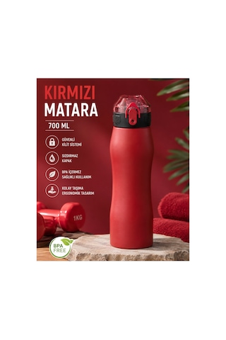 750 Ml Çelik Matara 5 Renk Seçeneği Kırmızı
