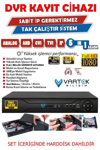 3 Kameralı 250gb-5mp Gece Renkli Gülen Yüz 1080p Fullhd Kamera Set-su Gecirmez-sabit İp Gerektirmez