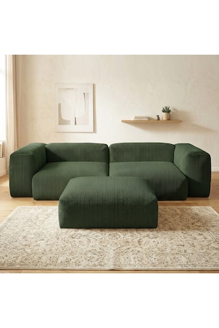 Relax Köşe Koltuk Takımı Sünger Koltuk Kanepe Divan Zümrüt Yeşili
