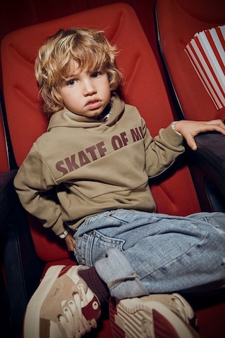 Mayoral Erkek Çocuk Yazı Baskılı Renk Bloklu Kapüşonlu Sweatshirt - Haki Lacivert