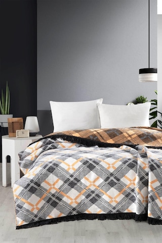 4 Mevsim Pamuklu Battaniye - Yumuşak Ve Hafif Konfor Gri Sarı 200cm X 220cm Gri